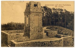 Soldau, Kreis Neidenburg Soldau, Gedenkstein auf dem Fuchsberg I Зольдау, памятный камень на горе Фуксберг, I
