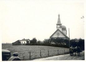 Eckertsdorf, Kreis Sensburg Eckertsdorf, Philipponen-Kirche und Badehaus 