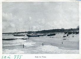 Cranz Kr. Samland, Ort, Kreis Samland Cranz, Fischerboote am Strand - Küste bei Cranz Кранц, рыбачьи лодки на пляже — побережье у Кранца