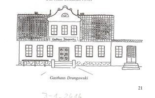 Tilsit, Stadt, Stadtkreis Tilsit Raukothiener Chaussee Tilsit, Ortsteil Senteinen, Raukothiener Chaussee, Gasthaus  Drangowski  (Zeichnung) 