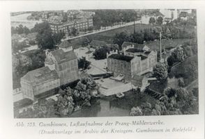 Gumbinnen, Stadt, Kreis Gumbinnen Gumbinnen, Luftbild von den Prang-Mühlenwerken Гумбиннен, аэрофотоснимок мельничных заводов «Пранг»
