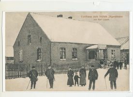 Ulleschen, Kreis Neidenburg Ulleschen, Gasthaus zum fröhlichen Jägersmann (Winteraufnahme) 