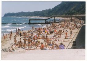 Rauschen Kr. Samland, Kreis Samland Rauschen Kr. Samland, Strand mit Seesteg Rauschen, Strand