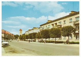 Ortelsburg, Stadt, Kreis Ortelsburg Ortelsburg, Straße mit Rathaus 