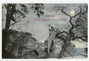Schwarzort, Kreis Memel Schwarzort, Kirche bei Mondschein 