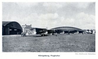 Königsberg (Pr.), Stadtkreis Königsberg Königsberg, Flughafen Devau,  Flughafen vom Flugplatz gesehen III Königsberg, Flughafen Devau