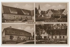 Neuhoff Kr. Lötzen, Kreis Lötzen Neuhoff Kr. Lötzen, Geschäftshaus, Kirche, Gutshaus, Schule 