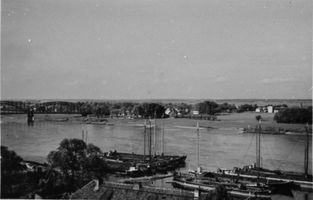 Tilsit, Stadt, Stadtkreis Tilsit Tilsit, Blick von Tilsit-Preußen nach Übermemel Tilsit, Schifffahrt