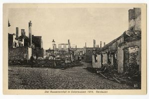 Gerdauen, Stadt und Bahnstation, Kreis Gerdauen Gerdauen Zerstörungen Gerdauen, 1. Weltkrieg