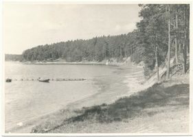 Heidensee, Kreis Goldap Schillinnen, Schillinner See, Badestrand und Seesteg 