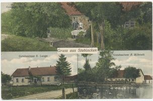 Stablacken, Ort, Kreis Insterburg Stablacken, Gutshäuser E. Lange und F. Milbredt, Gasthaus Fd. Meyer 