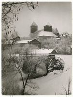 Rastenburg, Stadt, Kreis Rastenburg Rastenburg, St. Georg und Eisenbahnbrücke im Winter Rastenburg, Stadtansichten