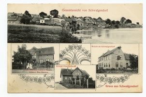 Schwalgendorf, Ort, Kreis Mohrungen Schwalgendorf, 4 Aufnahmen 