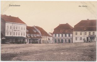 Angerapp, Stadt, Kreis Angerapp Darkehmen, Markt mit Hotel Reimers Höfe Даркемен, рынок с отелем «Реймерс Хёфе»