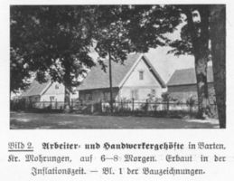 Barten Kr. Mohrungen, Kreis Mohrungen Barten, Arbeiter-und Handwerkergehöfte auf 6-8 Morgen, erbaut in der Inflationszeit Siedlungsbauten der Ostpreußischen Landgesellschaft m.b.H. Königsberg