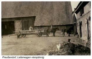 Preußendorf (Ostpr.), Kreis Gumbinnen Preußendorf, Leiterwagen vierspännig 