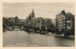 Königsberg (Pr.), Stadtkreis Königsberg Königsberg (Pr.), Schloßteichpromenade mit Blick auf das Schloß Кёнигсберг (Пр.), променада у Замкового пруда с видом на Замок