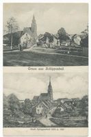 Schippenbeil, Kreis Bartenstein Schippenbeil, Brücke und Kirche 1872 und 1907 