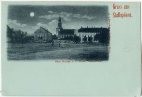Ebenrode, Stadt, Kreis Ebenrode Stallupönen, Teilansicht mit Kirche 