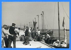 Nidden, Kreis Memel Nidden, Kartoffel- und Fischverkauf im Hafen Нидден, торговля картофелем и рыбой в порту