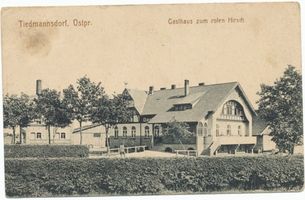 Tiedmannsdorf, Ort und Bahnstation, Kreis Braunsberg Tiedmannsdorf, Gasthaus Zum roten Hirsch 
