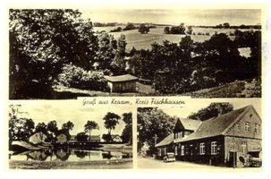 Kraam, Kreis Samland Kraam, Teilansicht, Dorfteich, Gasthaus 