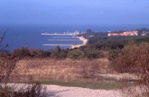 Nidden, Kreis Memel Nidden, Ortsansicht mit Hafen Нидден, вид поселения с портом