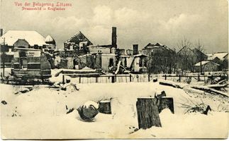 Kruglanken, Kreis Angerburg Kruglanken, Ortsansicht der teilweise zerstörten Stadt (Winteraufnahme) Кругланкен, вид частично разрушенного города (зимний снимок)