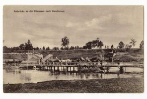 Gumbinnen, Stadt, Kreis Gumbinnen Gumbinnen, Notbrücke an der Chaussee nach Gumbinnen Gumbinnen, 1. Weltkrieg