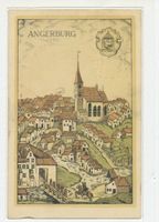 Angerburg Kr. Angerburg, Stadt, Kreis Angerburg Angerburg, Historische Ortsansicht (Kolorierte Zeichnung) 