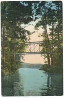 Niedersee, Kreis Sensburg Niedersee, See mit Eisenbahnbrücke 