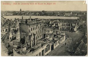 Ortelsburg, Stadt, Kreis Ortelsburg Ortelsburg, Blick auf die zerstörte Stadt Erster Weltkrieg