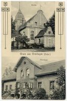 Grünhagen Kr. Preußisch Holland, Kreis Preußisch Holland Grünhagen Kr. Preußisch Holland, Kirche und Pfarrhaus Грюнхаген, район Пройссиш-Холланд, церковь и пасторский дом