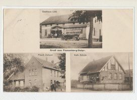 Flammberg, Kreis Ortelsburg Flammberg, Gasthaus Link,  Zollamt, Katholische Schule Фламмберг, трактир Линка, таможня, католическая школа