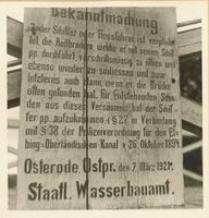 Oberländischer Kanal, Bekanntmachung des Staatl. Wasserbauamtes Oberlandkanal