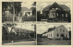 Mahnsfeld, Kreis Samland Mahnsfeld, Kirche, Villa Rehberg, Molkerei, Gasthaus 