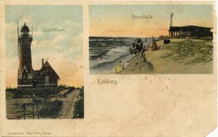 Kahlberg-Liep, Ort, Kreis Elbing Kahlberg-Liep, Strandhalle, Leuchtturm Кальберг-Лип, пляжный павильон, маяк