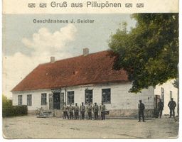 Schloßbach, Kreis Ebenrode Pillupönen Kr. Ebenrode, Geschäftshaus J. Seidler 