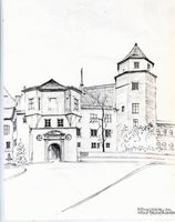Königsberg (Pr.), Stadtkreis Königsberg Schloßplatz Königsberg (Pr.), Schloß mit Haberturm, Zeichnung Кёнигсберг (Пр.), замок с Хабертурмом, рисунок