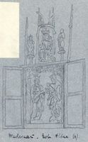 Medenau, Kreis Samland Medenau, Kirche, Altar, Zeichnung 