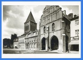 Preußisch Holland, Stadt, Kreis Preußisch Holland Preußisch Holland, Bartholomäuskirche und Rathaus Пройссиш-Холланд, церковь Святого Варфоломея и ратуша
