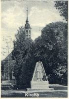 Rauterskirch, Kreis Elchniederung Lappienen, Kirche mit Denkmal Лаппиенен, церковь с памятником