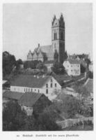 Mehlsack, Stadt, Kreis Braunsberg Mehlsack, Ortsansicht mit neuer katholischer Pfarrkirche 