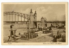 Tilsit, Stadt, Stadtkreis Tilsit Brückenkopf Tilsit, Partie an der Königin Luise Brücke Tilsit, Luisen-Brücke, Portale und Grenzkontrollstellen