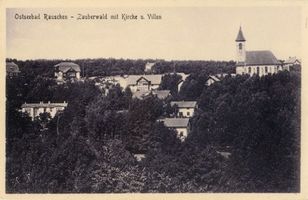 Rauschen Kr. Samland, Kreis Samland Rauschen, Zauberwald mit Kirche und Villen Раушен, Волшебный лес с церковью и виллами