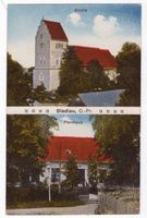 Bladiau, Kreis Heiligenbeil Bladiau, Kr. Heiligenbeil, Kirche, Pfarrhaus 