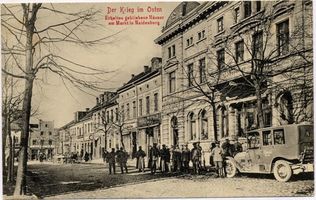 Neidenburg, Stadt, Kreis Neidenburg Großer Markt Neidenburg, erhalten gebliebene Häuser am Markt 