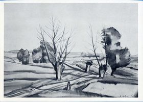  Ostpreußen, Landschaft in Ostpreußen - Aquarell Ostpreußen, nicht verortete Bildmotive