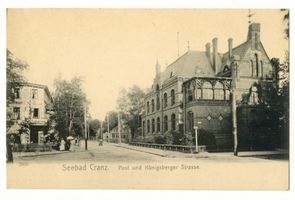 Cranz Kr. Samland, Ort, Kreis Samland Cranz Kr. Samland, Königsberger Straße mit Post III Кранц, р-н Самбия, Кёнигсбергерштрассе с почтой, III