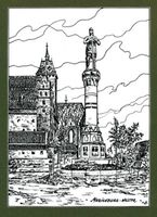 Marienburg, Westpr., Kreis Marienburg Marienburg i. Westpr., Schloß mit Abstimmungsdenkmal, Zeichnung Мариенбург в Западной Пруссии, замок с памятником плебисцита, рисунок